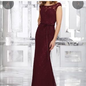 Mori Lee Bordeaux Lace Mermaid Dress